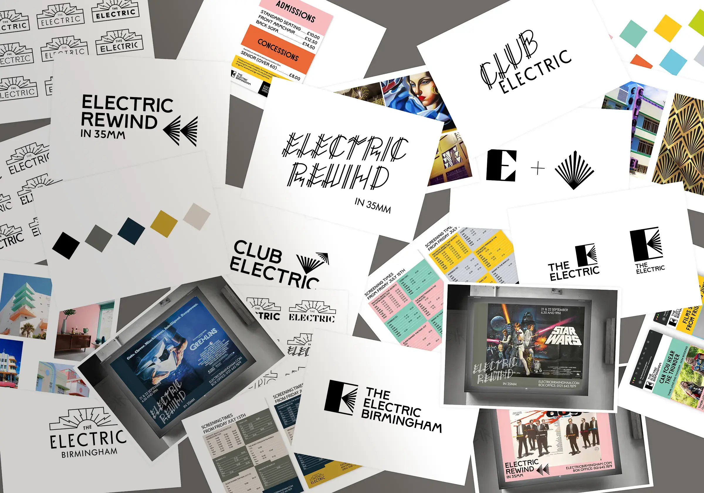 An image of lots of pages of research and development work, arranged randomly